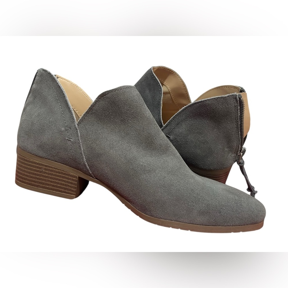NEW Kenneth Cole Reaction Gray Suede Zip Ankle Booties 9.5M